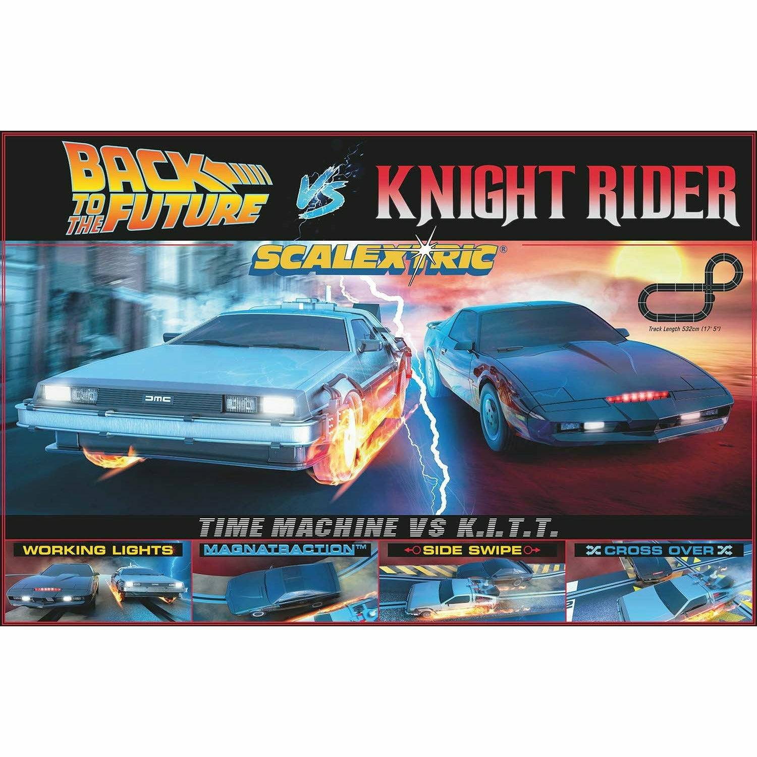 Scalextric Back to the Future vs Knight Rider 1 32 scale slot car set Back to the Future