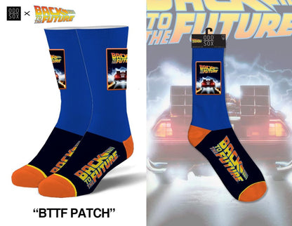 Back to the Future "Patch" Men's Crew Sideways Socks (Size 8-12) Socks Odd Sox