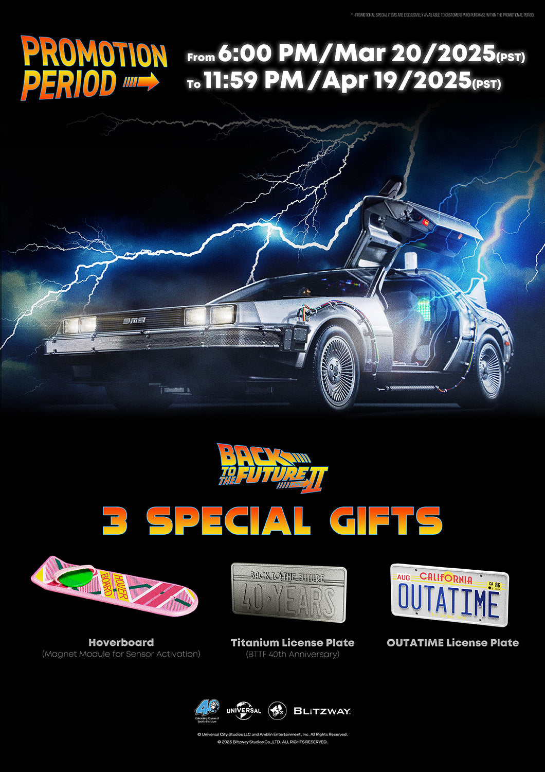 BLITZWAY Back to the Future Part II 1:6 scale DeLorean Time Machine [PRE-ORDER Deadline: April 19, 2025 / Expected Availability Q4 2025]