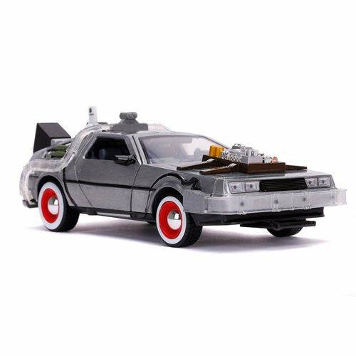 Back to the Future Part III die-cast (white-wall version) 1:24 scale "Hollywood Rides" light-up DeLorean Time Machine Die-cast Model Cars Jada Toys