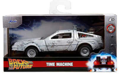 Back to the Future die-cast 1:32 scale "Hollywood Rides" pull-back DeLorean Time Machine (Frost Covered) Die-cast Model Cars Jada