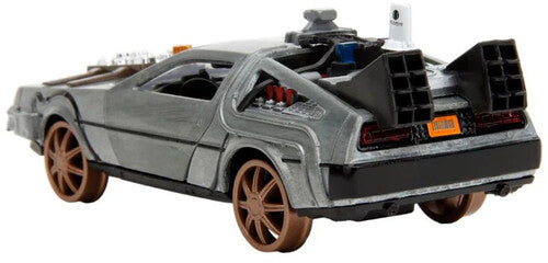 Back to the Future Part III die-cast 1:32 scale "Hollywood Rides" pull-back DeLorean Time Machine (railroad) Die-cast Model Cars Jada