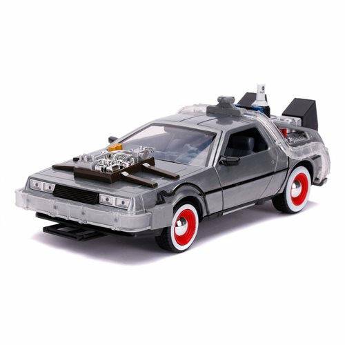 Back to the Future Part III die-cast (white-wall version) 1:24 scale "Hollywood Rides" light-up DeLorean Time Machine Die-cast Model Cars Jada Toys