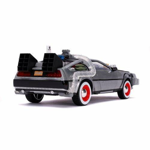 Back to the Future Part III die-cast (white-wall version) 1:24 scale "Hollywood Rides" light-up DeLorean Time Machine Die-cast Model Cars Jada Toys