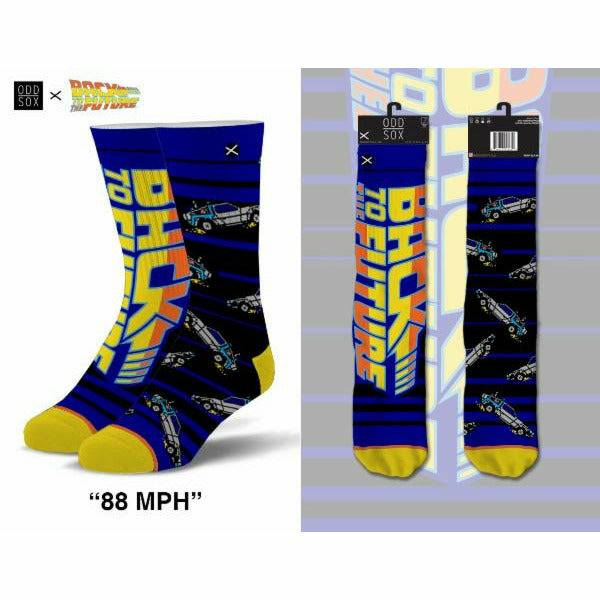 Back to the Future "88 MPH" Men's Crew Straight Down Knit Mix-Match Socks (Size 6-13) Socks Odd Sox