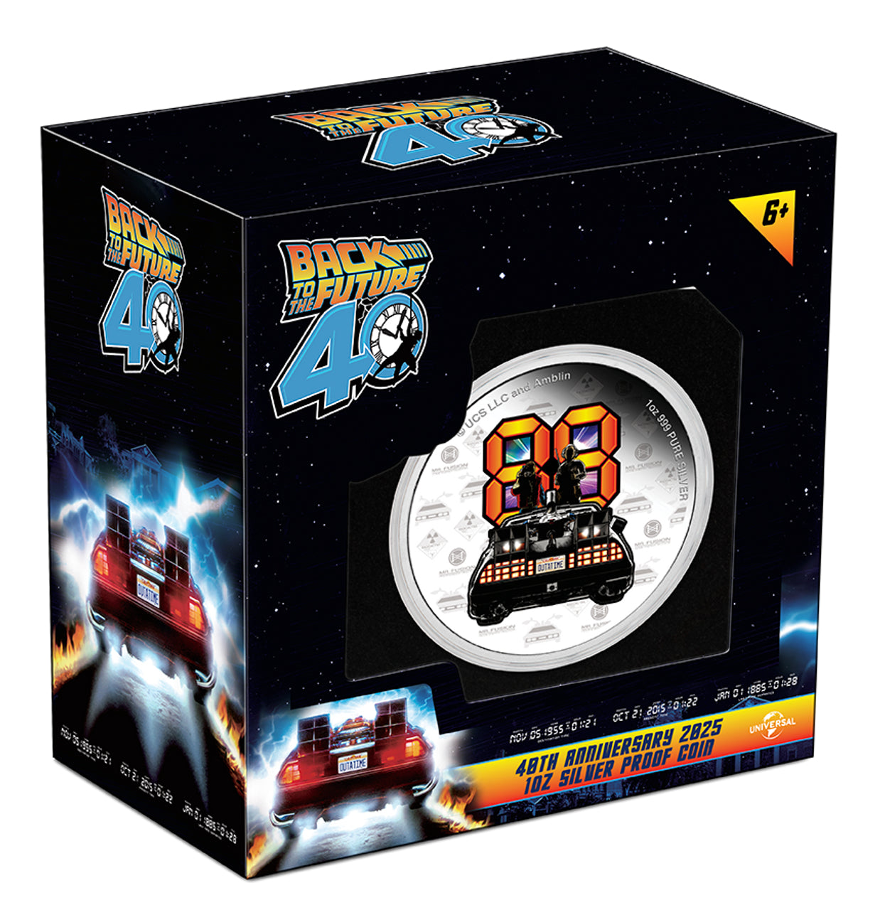 Back to the Future 40th Anniversary 2025 Limited Edition 1oz Silver Proof Coin Commemorative Coin The Coin Company