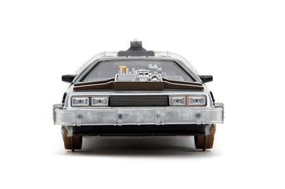 Back to the Future Part III (rail version) die-cast 1:24 scale "Hollywood Rides" light-up DeLorean Time Machine Die-cast Model Cars Jada Toys