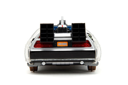 Back to the Future Part III (rail version) die-cast 1:24 scale "Hollywood Rides" light-up DeLorean Time Machine Die-cast Model Cars Jada Toys