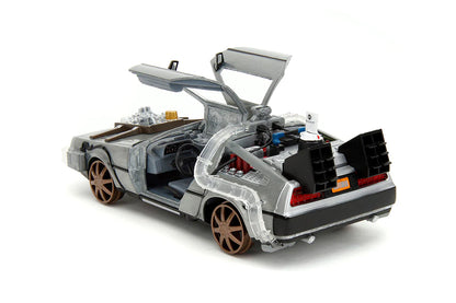 Back to the Future Part III (rail version) die-cast 1:24 scale "Hollywood Rides" light-up DeLorean Time Machine Die-cast Model Cars Jada Toys