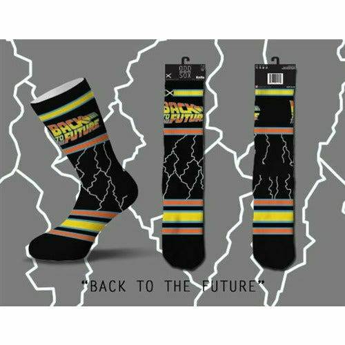 Back to the Future "Lightning" Men's Crew Straight Down Knit Socks (Size 8-12) Socks Odd Sox