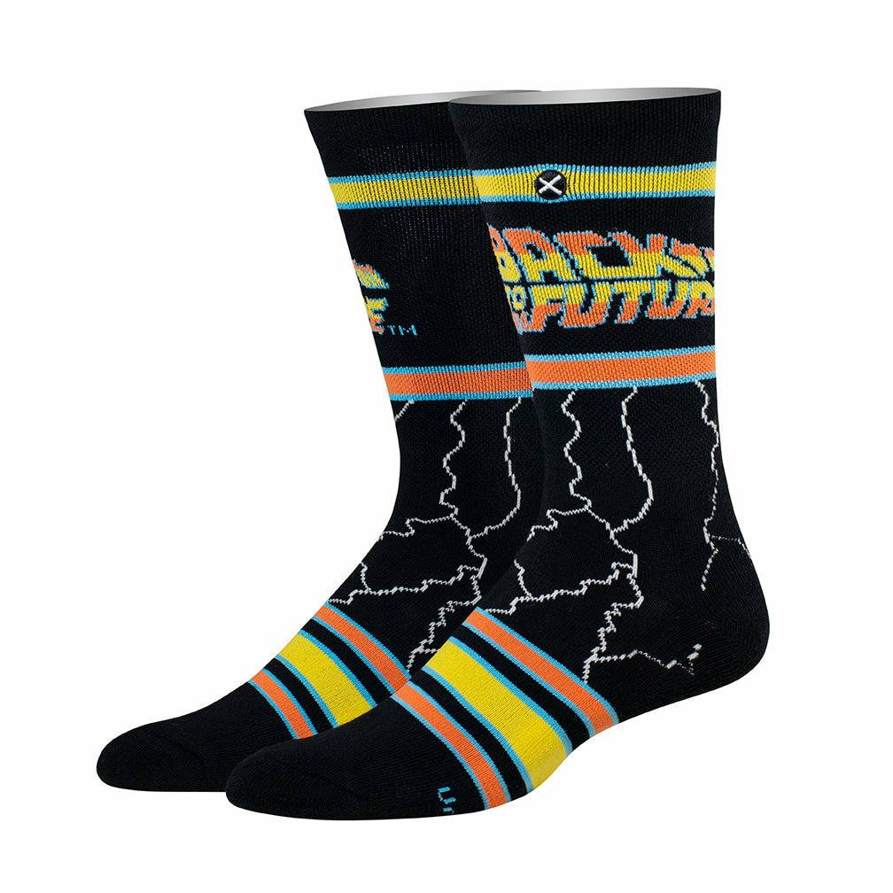 Back to the Future "Lightning" Men's Crew Straight Down Knit Socks (Size 8-12) Socks Odd Sox