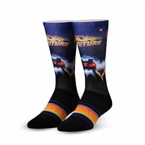 Back to the Future "Back in Time" Men's Crew Straight Down Sublimation Socks (Size 8-12) Socks Odd Sox