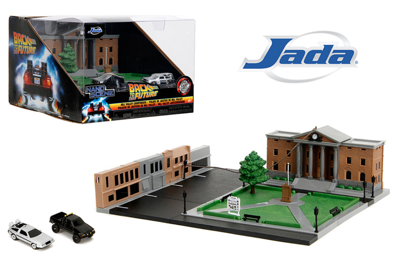 Back to the Future die-cast Courthouse diorama with DeLorean & Toyota vehicles Die-cast Model Cars Jada Toys