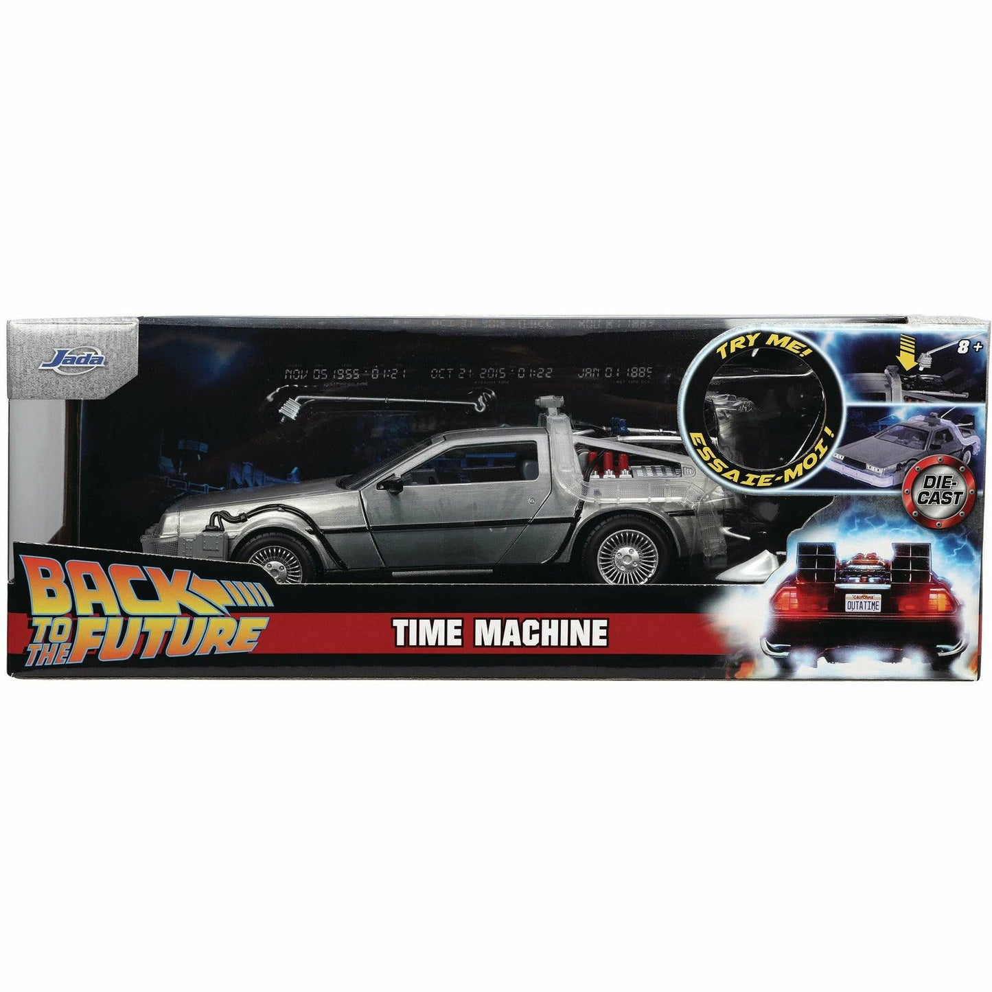 Back to the Future die-cast 1:24 scale "Hollywood Rides" light-up DeLorean Time Machine Die-cast Model Cars Jada