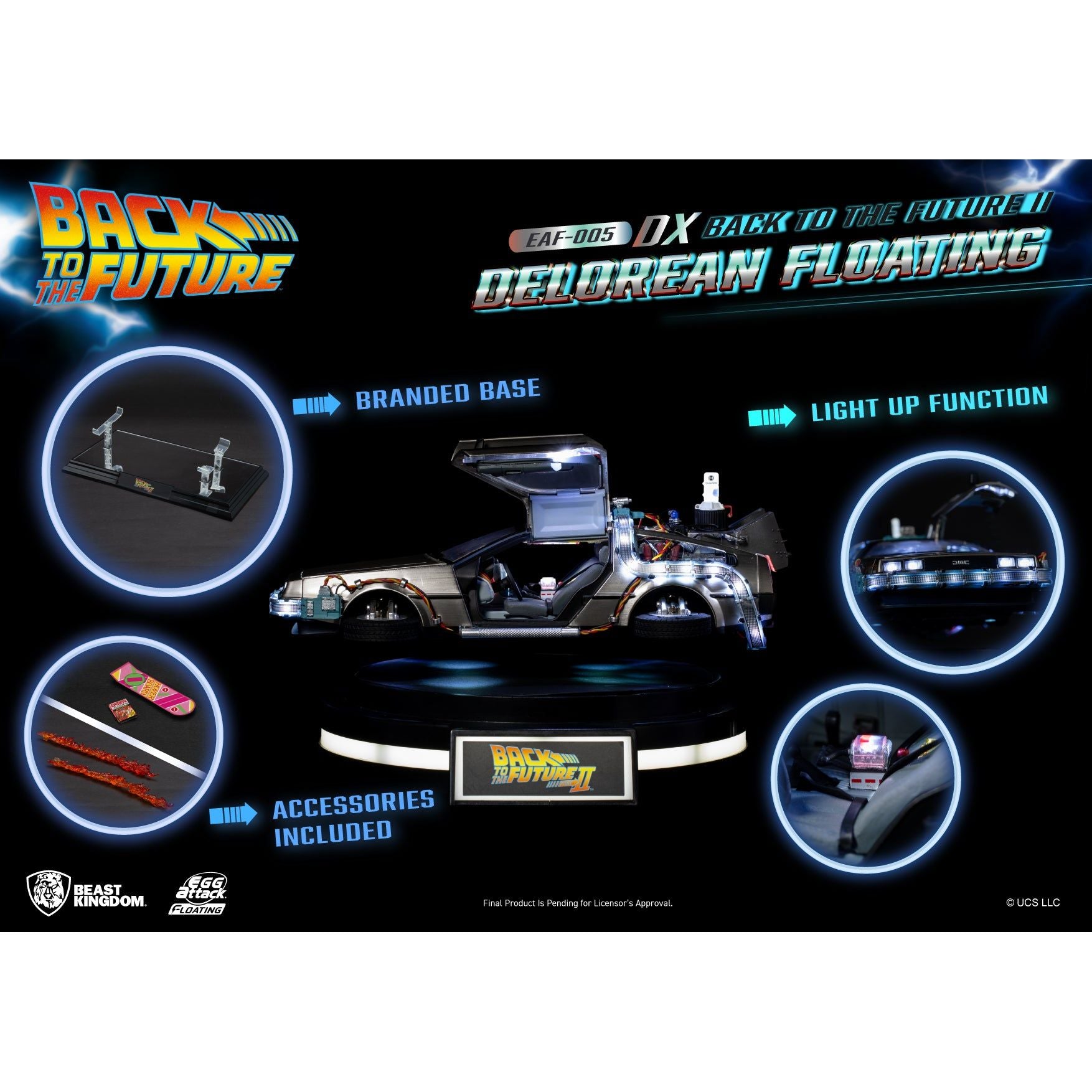 Back to the Future Part II Floating DeLorean Time Machine - Deluxe Edition Desk Toy Beast Kingdom