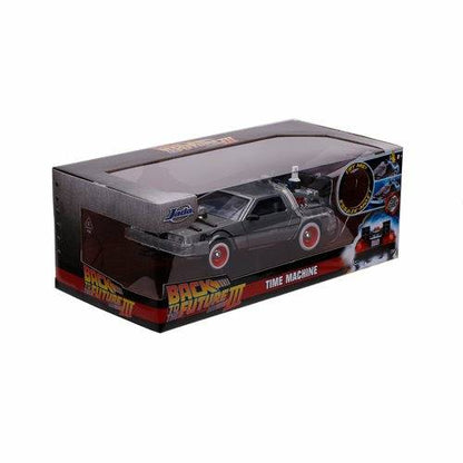 Back to the Future Part III die-cast (white-wall version) 1:24 scale "Hollywood Rides" light-up DeLorean Time Machine Die-cast Model Cars Jada Toys