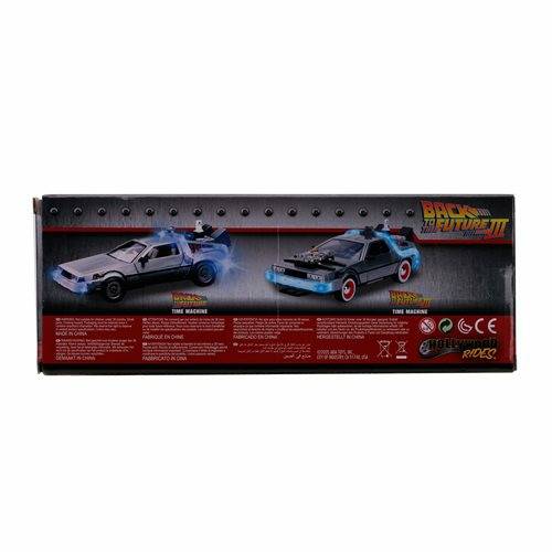 Back to the Future Part III die-cast (white-wall version) 1:24 scale "Hollywood Rides" light-up DeLorean Time Machine Die-cast Model Cars Jada Toys