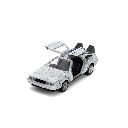 Back to the Future die-cast 1:32 scale "Hollywood Rides" DeLorean Time Machine (Frost Covered) Die-cast Model Cars Jada Toys