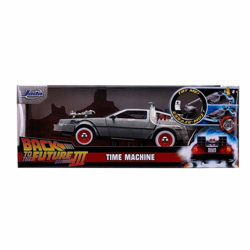 Back to the Future Part III die-cast (white-wall version) 1:24 scale "Hollywood Rides" light-up DeLorean Time Machine Die-cast Model Cars Jada Toys