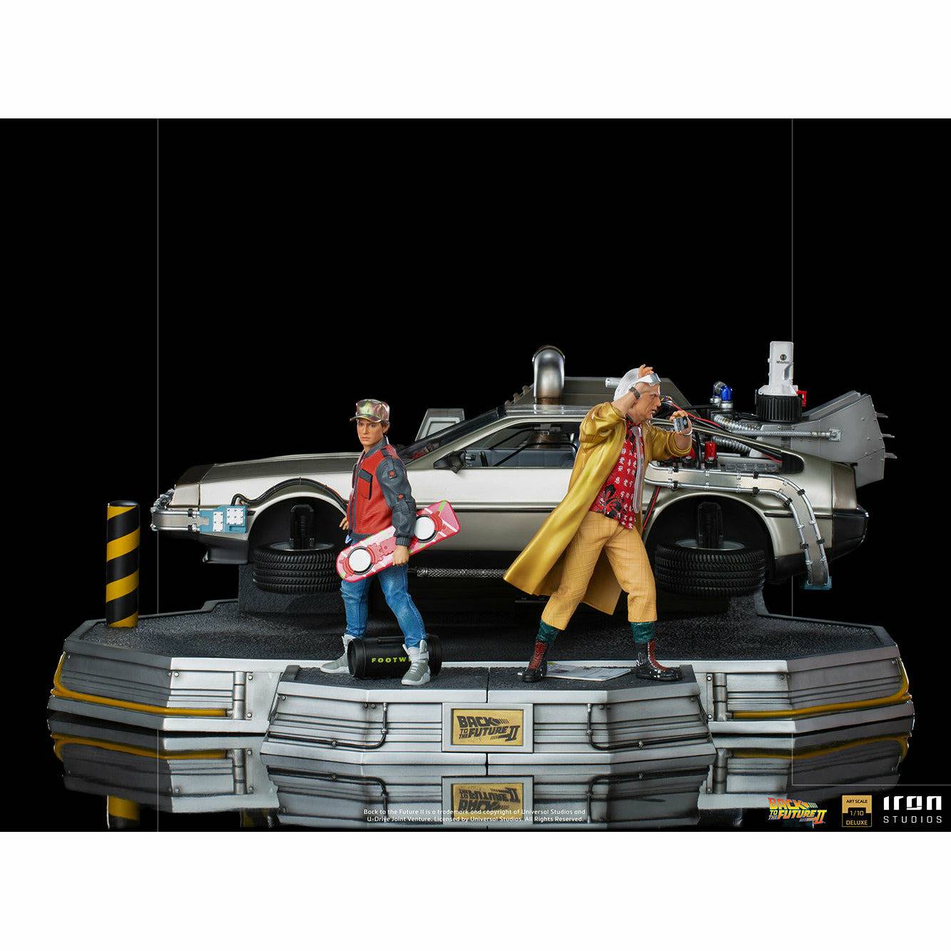 Iron Studios Back to the Future Part II DeLorean (Full Deluxe Version including Marty McFly and Doc Brown) 1:10 Scale Statues Statue Iron Studios