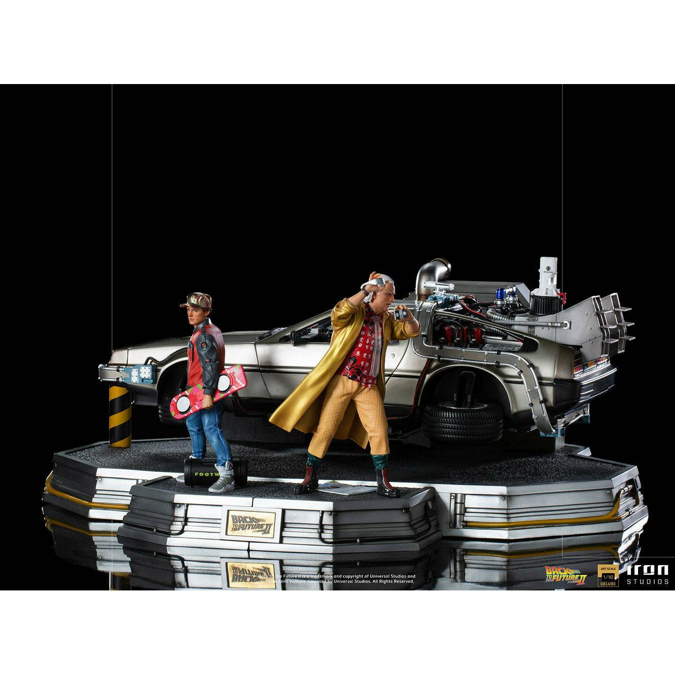 Iron Studios Back to the Future Part II DeLorean (Full Deluxe Version including Marty McFly and Doc Brown) 1:10 Scale Statues Statue Iron Studios