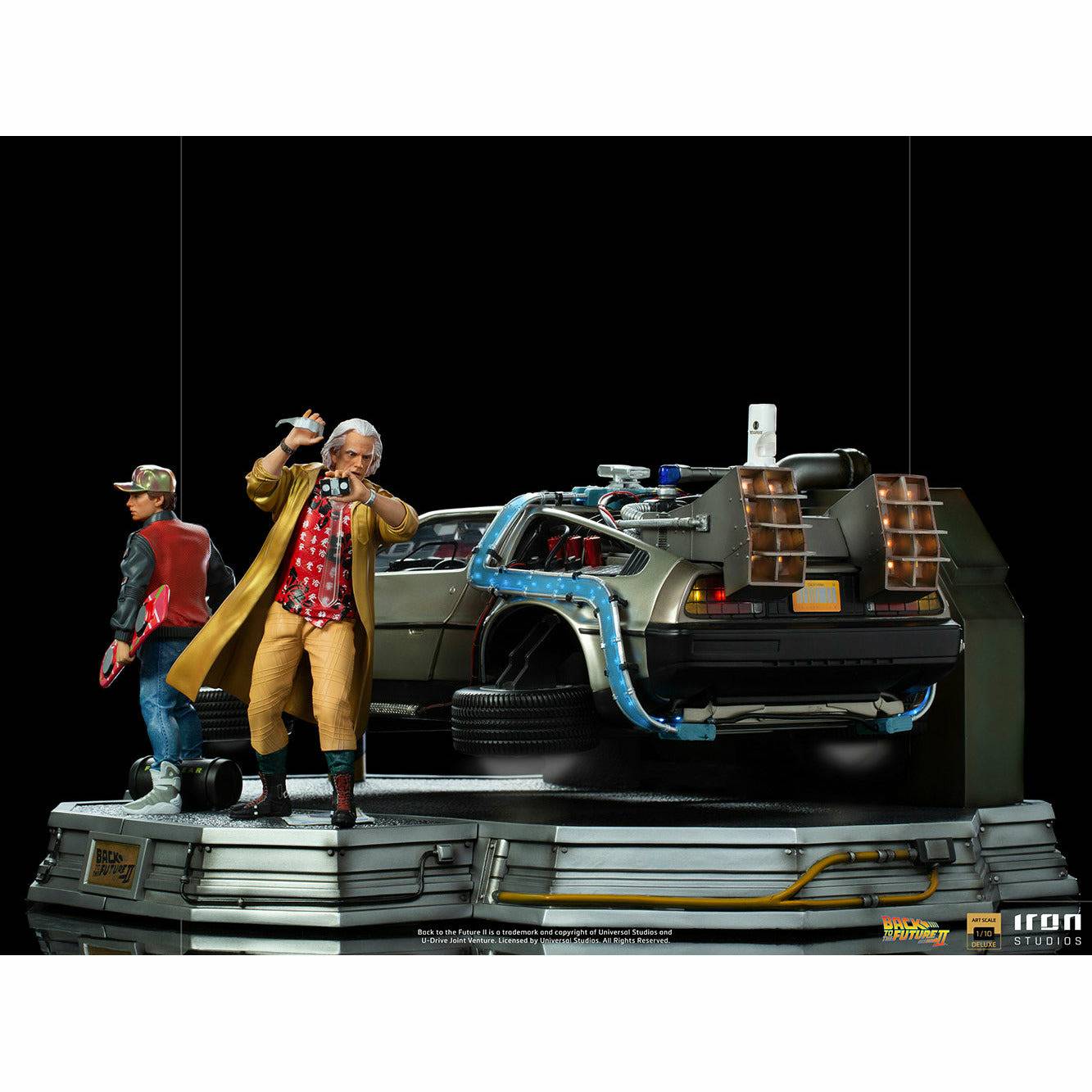 Iron Studios Back to the Future Part II DeLorean (Full Deluxe Version including Marty McFly and Doc Brown) 1:10 Scale Statues Statue Iron Studios