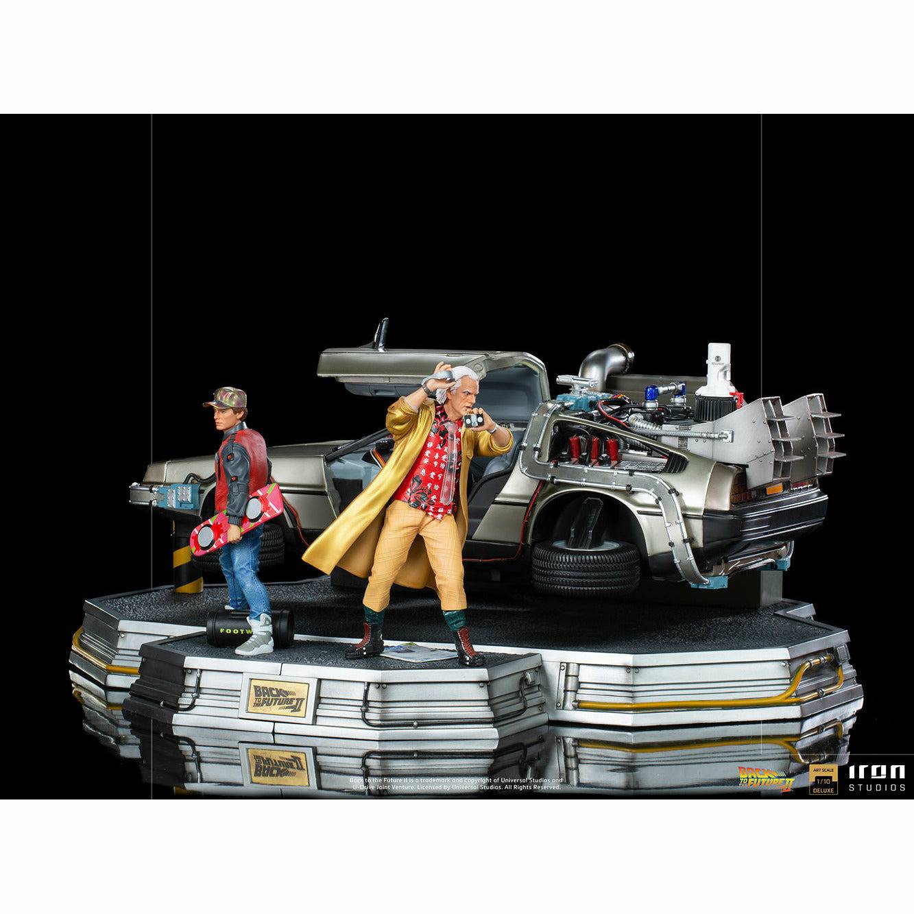 Iron Studios Back to the Future Part II DeLorean (Full Deluxe Version including Marty McFly and Doc Brown) 1:10 Scale Statues Statue Iron Studios