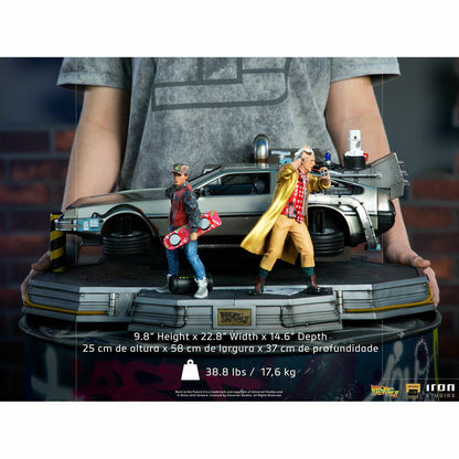 Iron Studios Back to the Future Part II DeLorean (Full Deluxe Version including Marty McFly and Doc Brown) 1:10 Scale Statues Statue Iron Studios