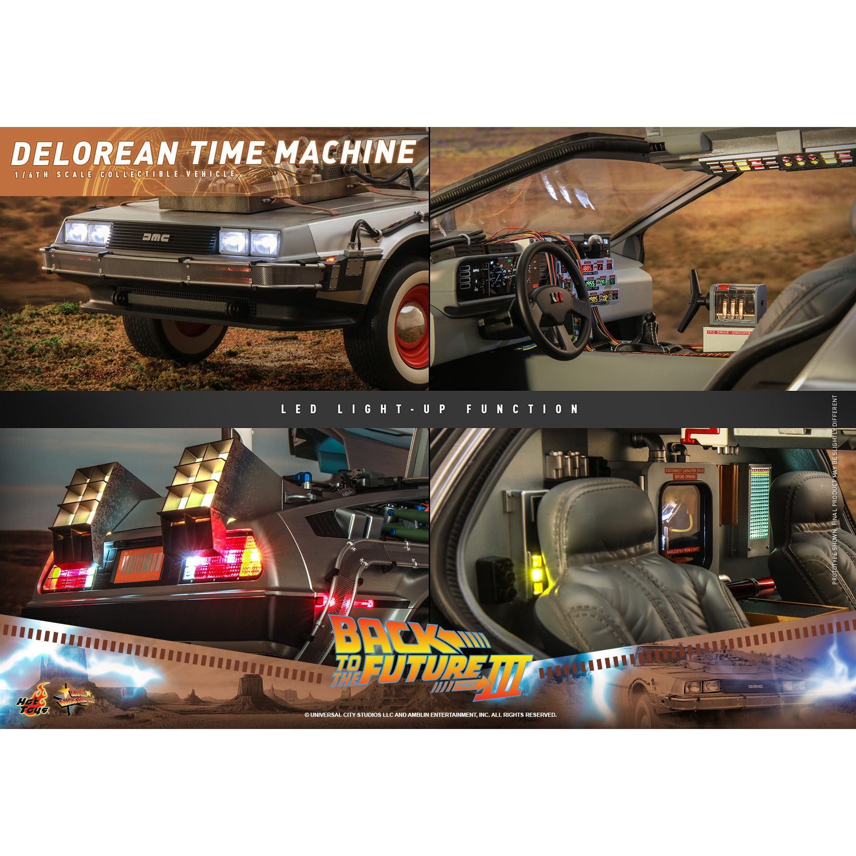 Hot Toys Back to the Future Part III 1:6 scale DeLorean Time Machine Collectible Vehicle Battery Operated Vehicle Hot Toys