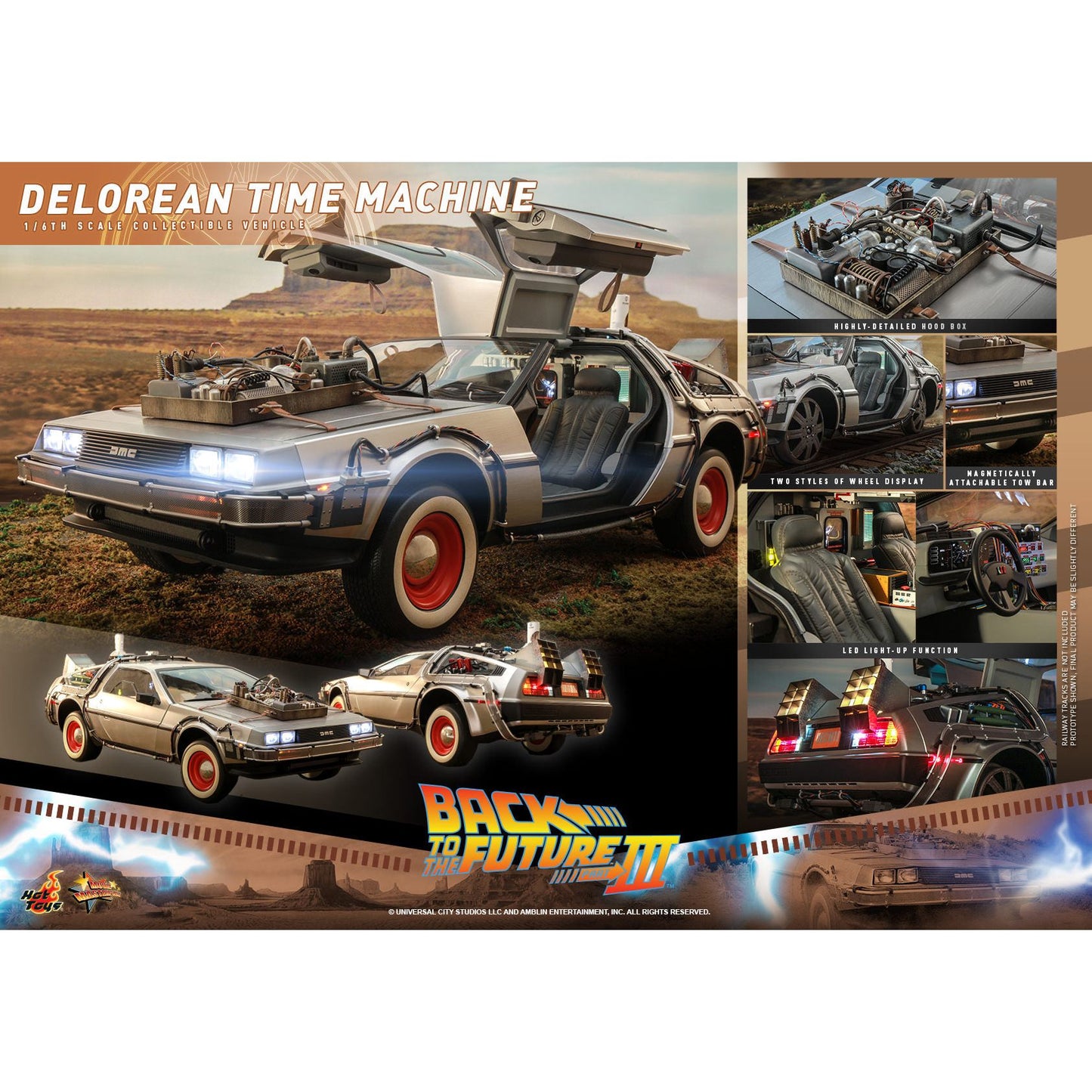 Hot Toys Back to the Future Part III 1:6 scale DeLorean Time Machine Collectible Vehicle Battery Operated Vehicle Hot Toys