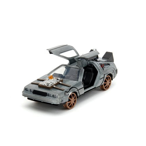 Back to the Future Part III die-cast 1:32 scale "Hollywood Rides" pull-back DeLorean Time Machine (railroad) Die-cast Model Cars Jada