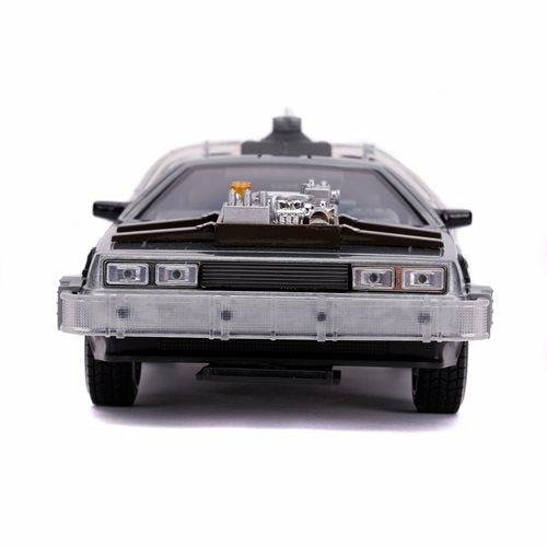 Back to the Future Part III die-cast (white-wall version) 1:24 scale "Hollywood Rides" light-up DeLorean Time Machine Die-cast Model Cars Jada Toys