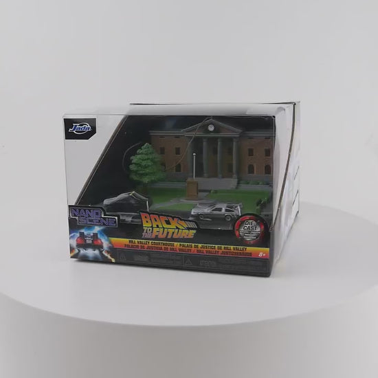 Back to the Future die-cast Courthouse diorama with DeLorean & Toyota vehicles Die-cast Model Cars Jada Toys